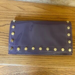 Zac Posen Patent Leather Gold Studded Clutch Bag